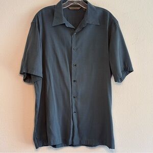 Axist Men's Muted Blue Green Button Down Shirt Short Sleeve Surf Soft SZ Large